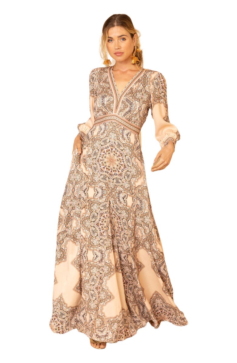 Hale Bob Belen Satin Maxi Dress, Main, color, 