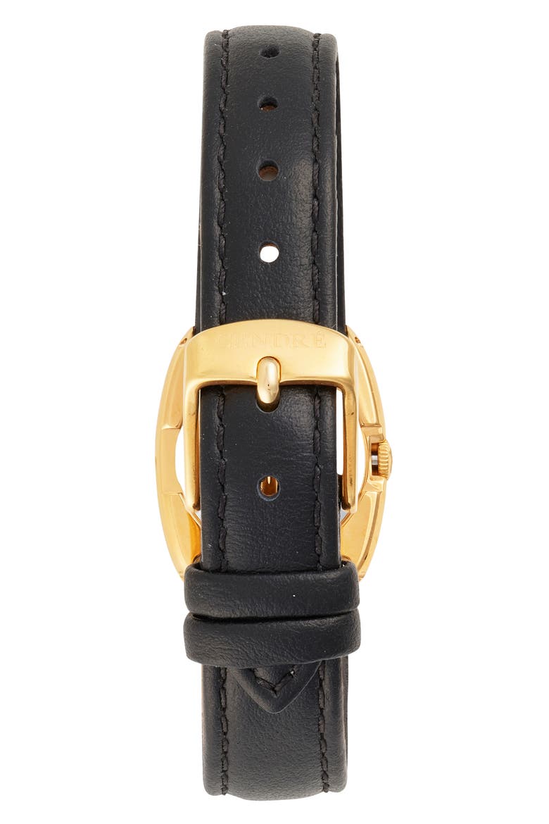 Bridgette Leather Strap Watch, 21 x 30mm, Alternate, color, WHITE / BLACK SMOOTH