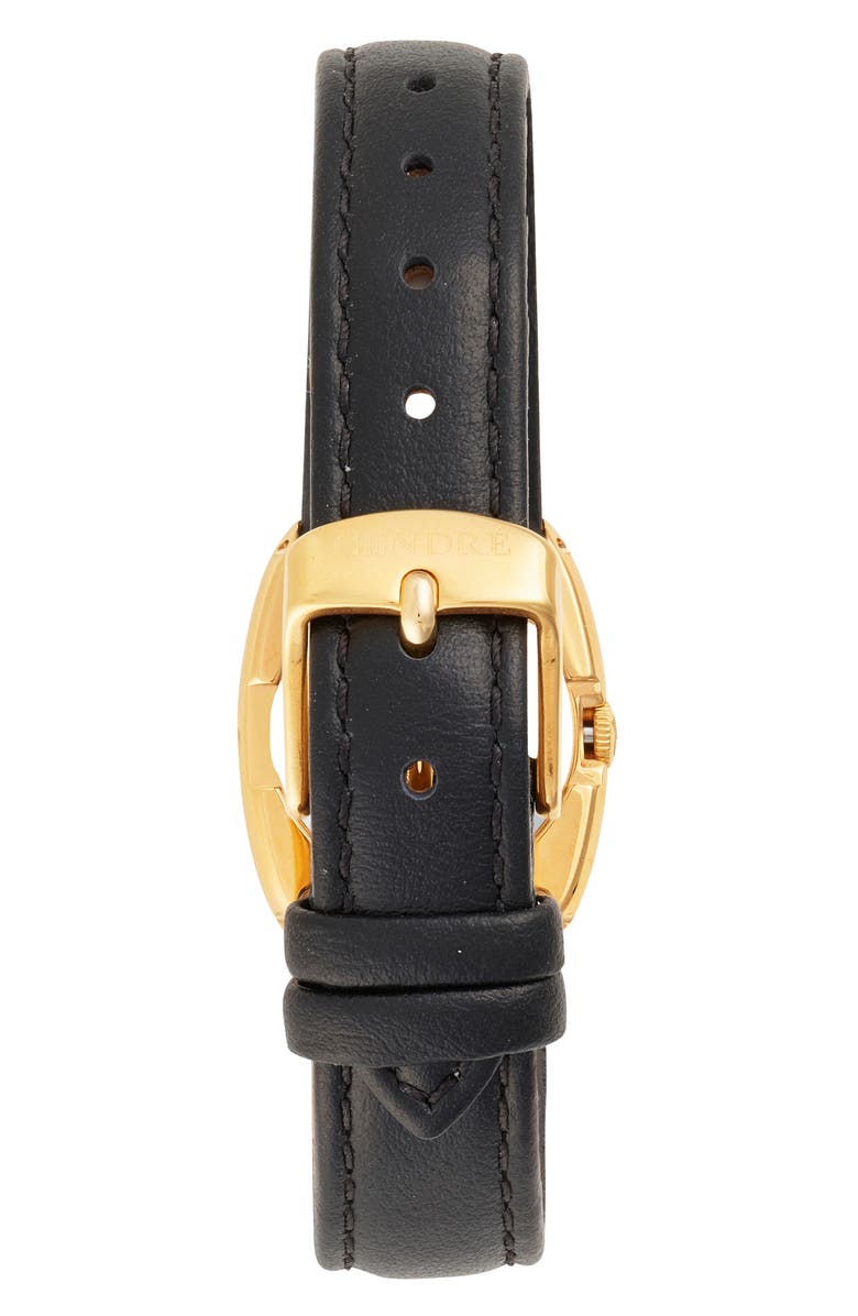 CENDRE Bridgette Leather Strap Watch, 21 x 30mm, Alternate, color, White / Black Smooth