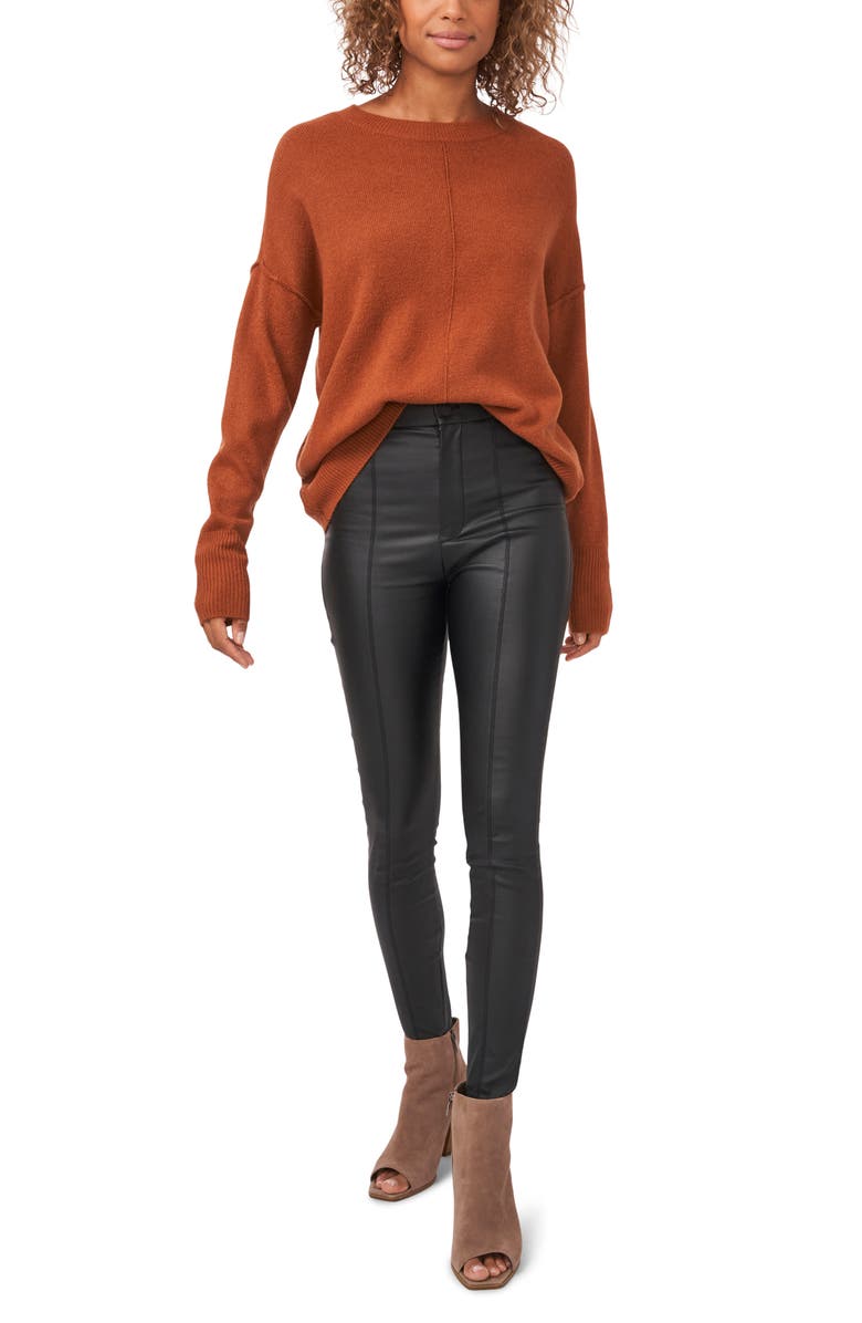 Vince Camuto Exposed Seam Crewneck Sweater, Alternate, color, Sierra