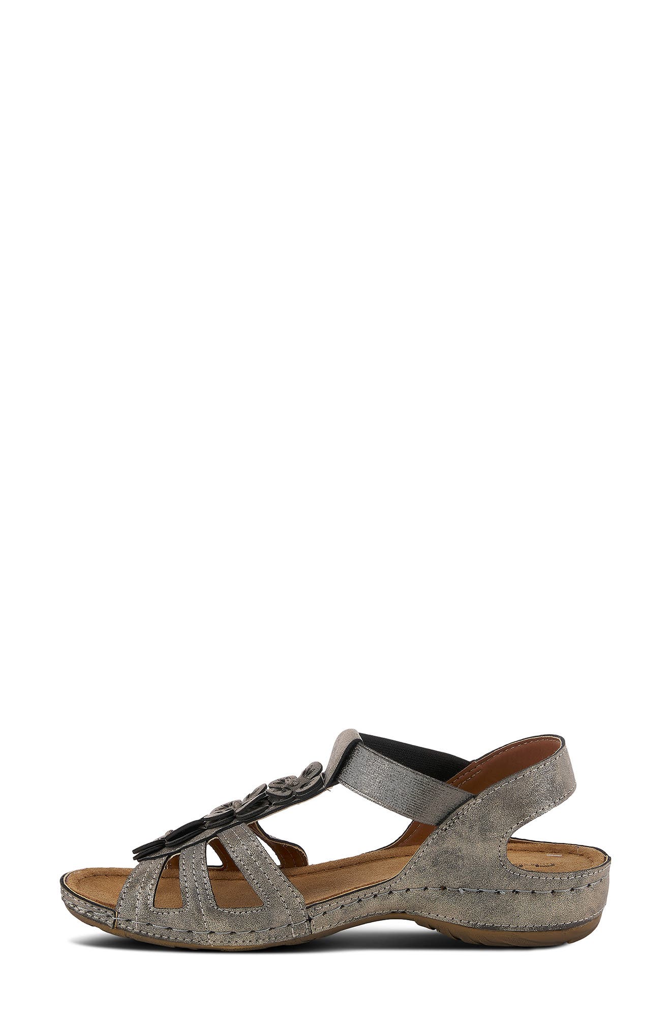 Flexus by Spring Step Adede Cage Sandal, Alternate, color, Pewter Patent Leather