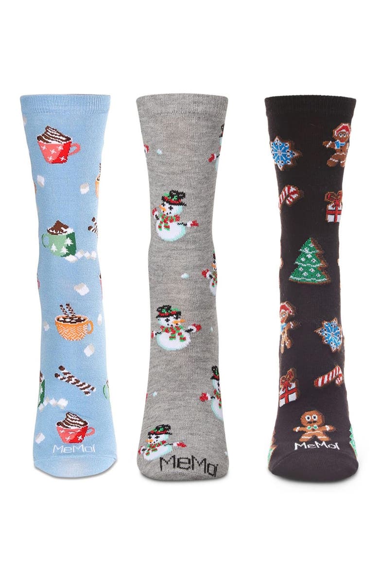 Christmas Assorted 3-Pack Crew Socks, Alternate, color, PINK