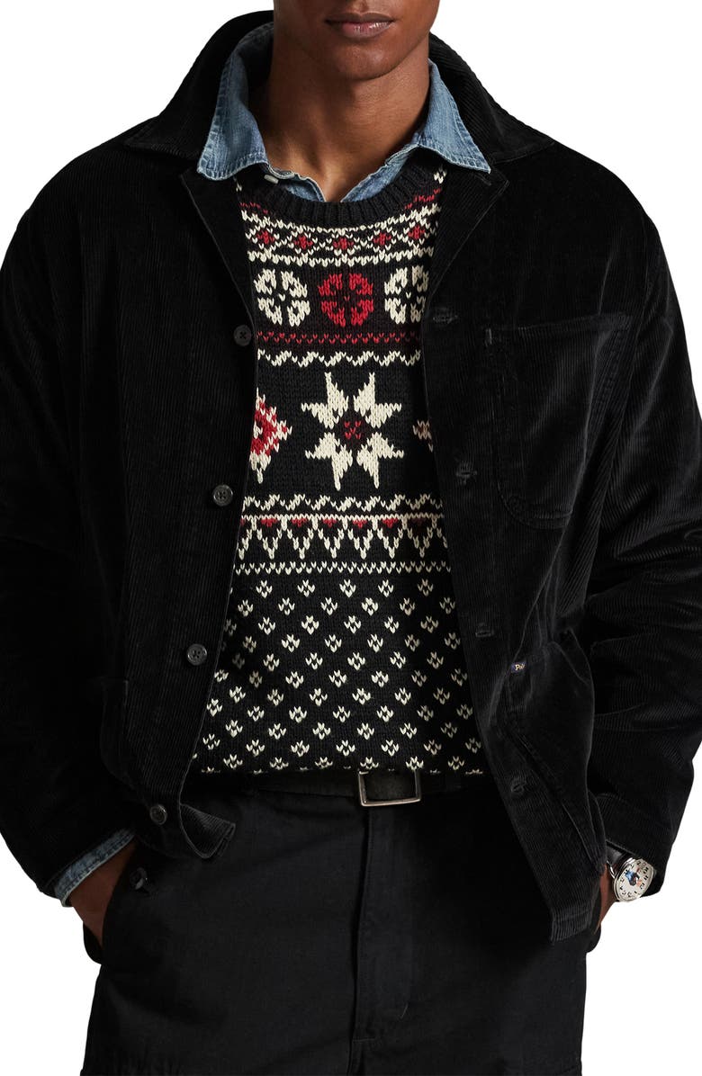 Polo Ralph Lauren Corduroy Utility Overshirt, Main, color, Polo Black