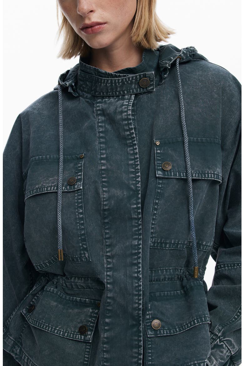 Hooded Denim Jacket, Alternate, color, LIGHT GREEN