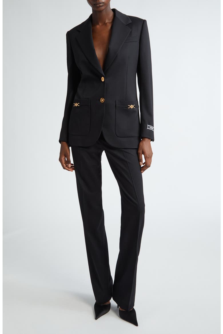 Stretch Wool Blazer, Alternate, color, BLACK