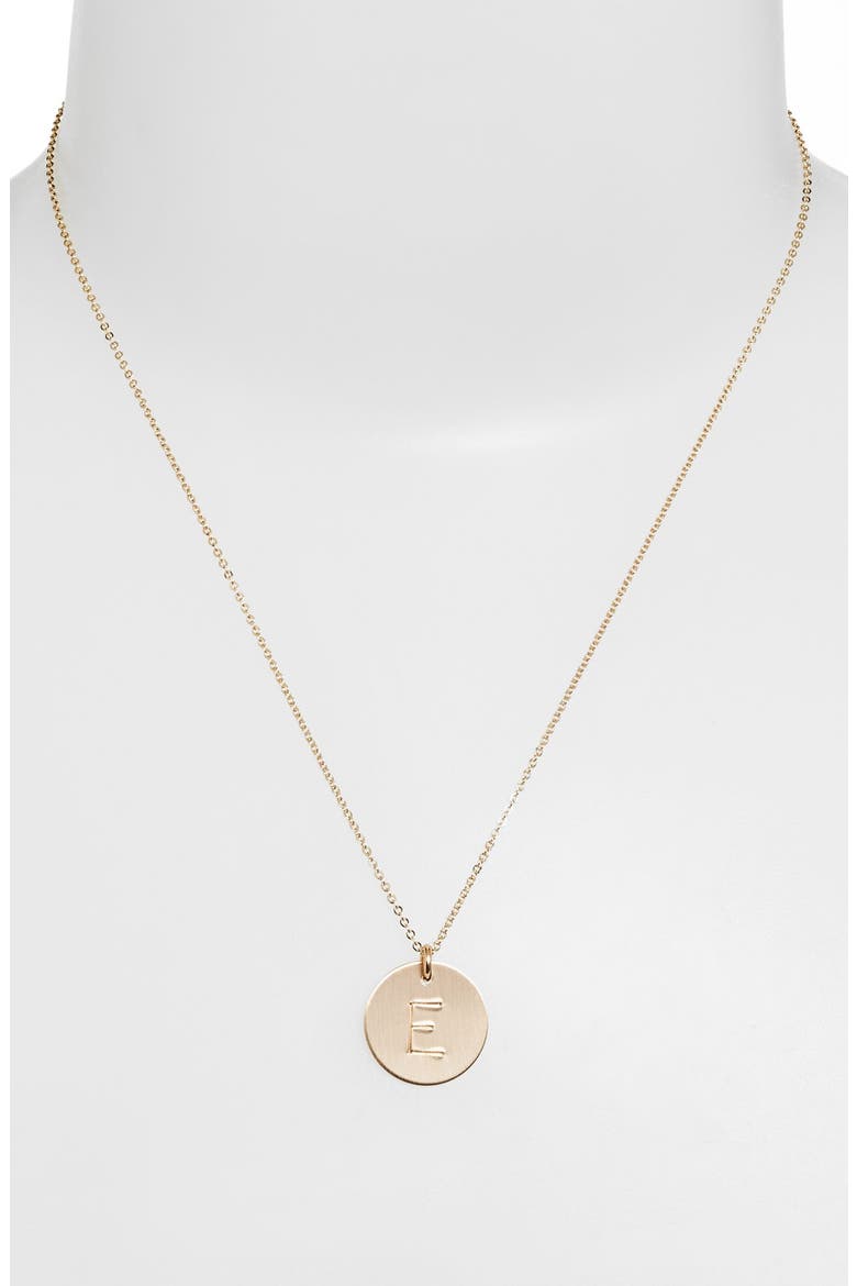 14k-Gold Fill Initial Disc Necklace, Alternate, color, 14K GOLD FILL E