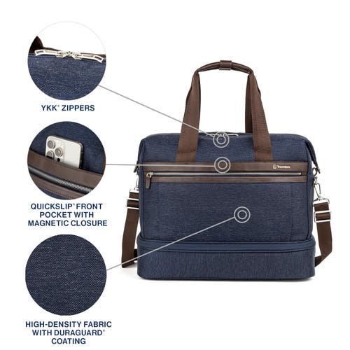 Travelpro Platinum Elite Carry On Soft Travel Drop-bottom Weekender Bag In True Navy Blue