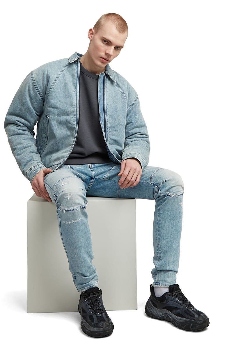 G-STAR 5620 3D Ripped Slim Fit Jeans, Alternate, color, Vintage Rainstorm Restored