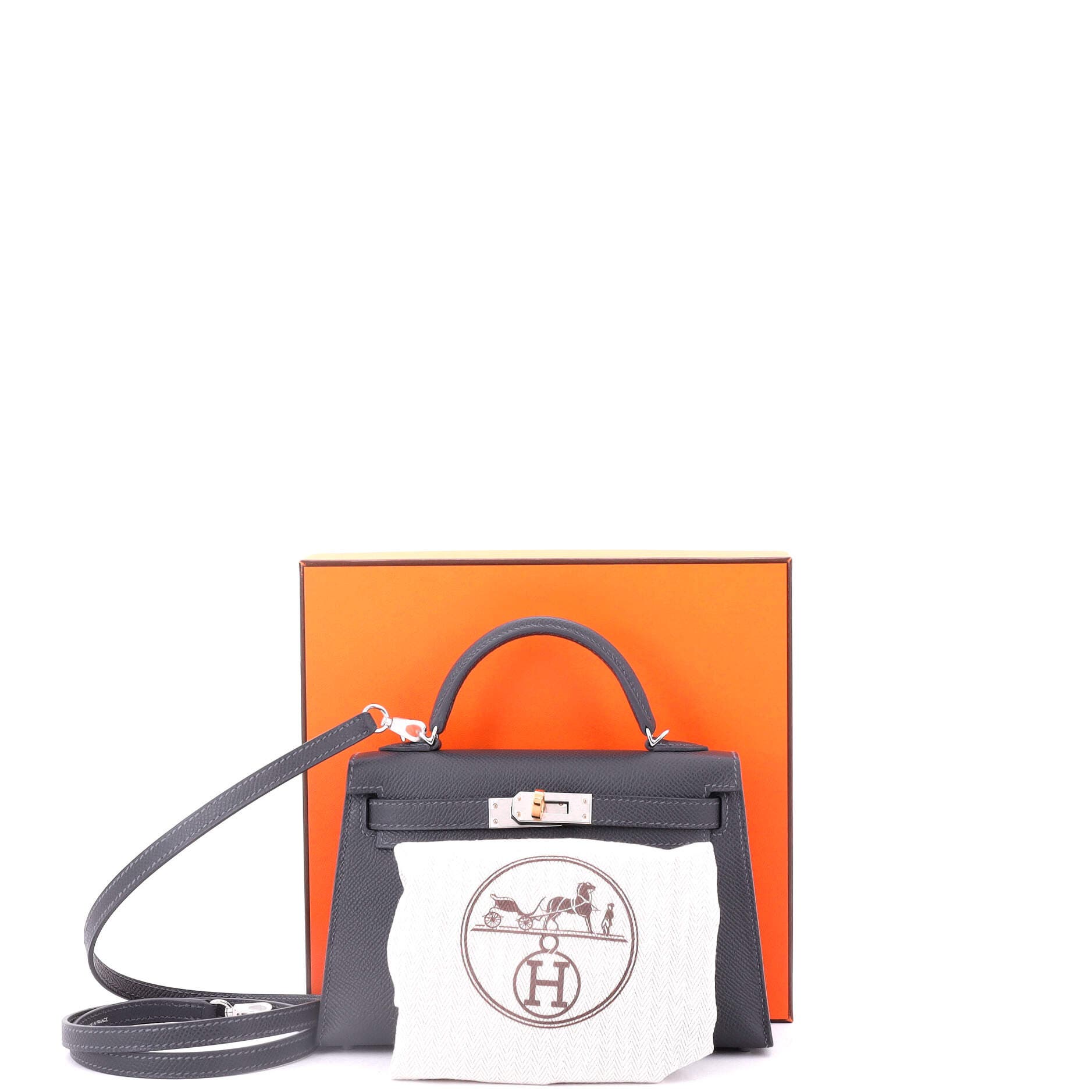 Pre-Owned Hermes Kelly Mini II Bag Grey Epsom with Electrum Hardware 20, Alternate, color, 
