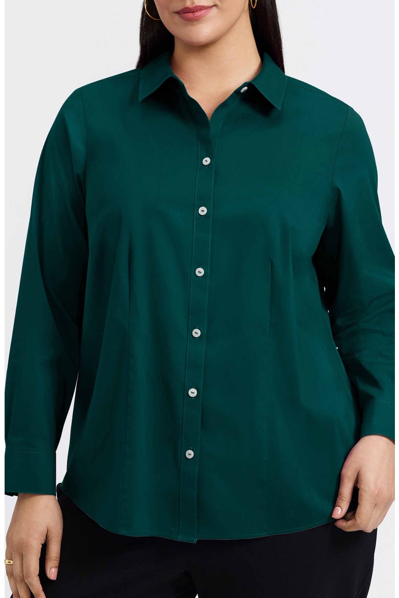 June Non-Iron Stretch Cotton Blend Button-Up Shirt, Main, color, DEEP TEAL GREEN