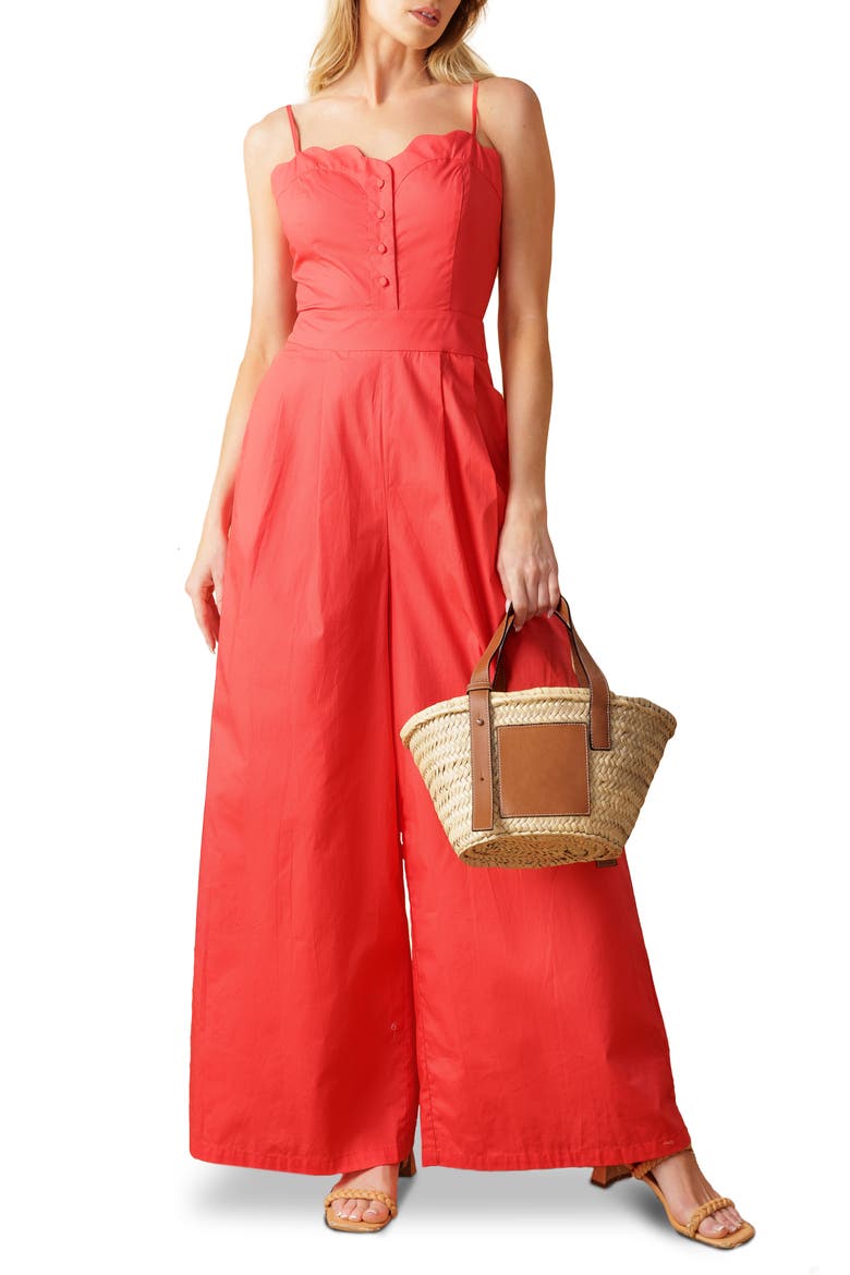 Solid Wide Leg Jumpsuit, Main, color, CORAL