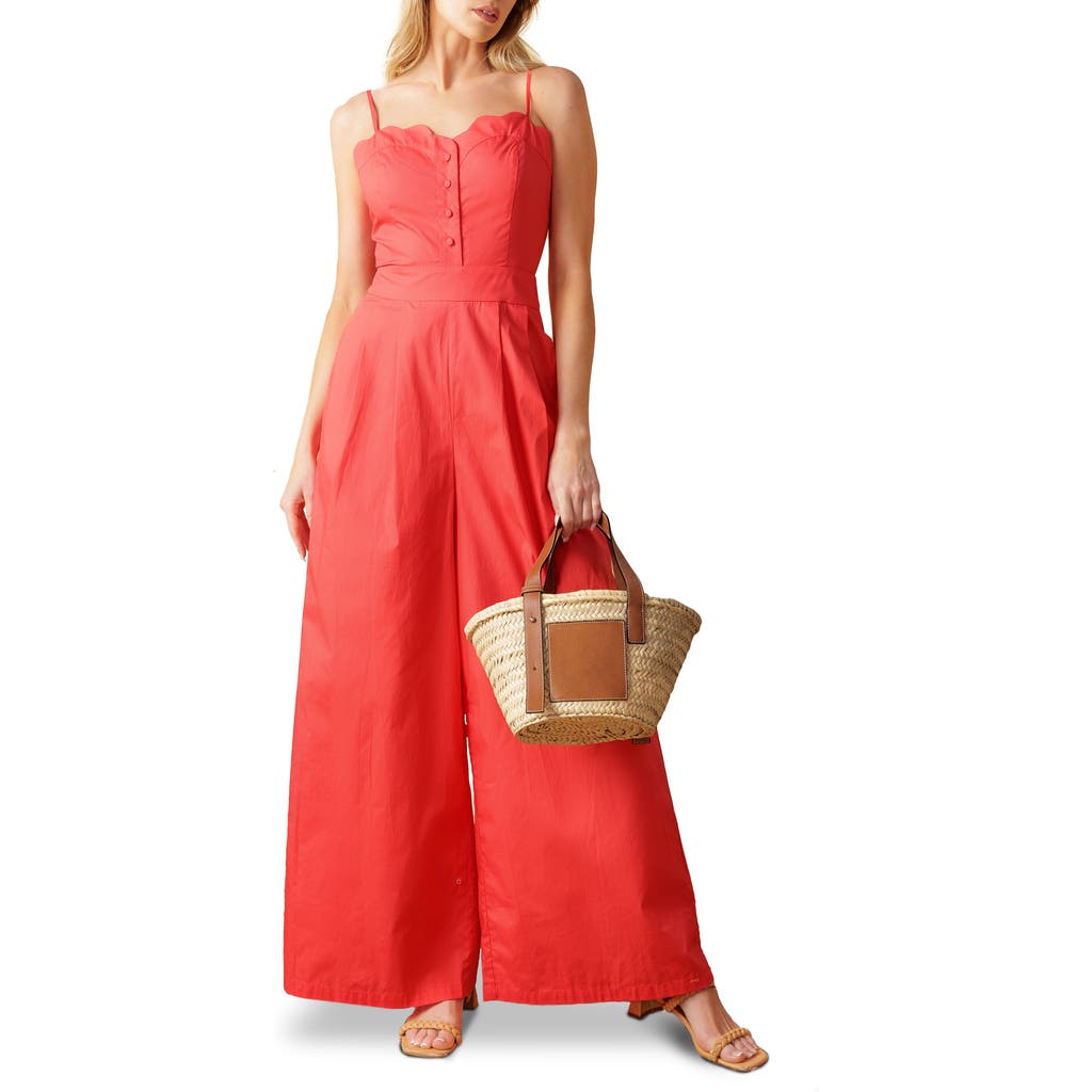 Flying Tomato Solid Wide Leg Jumpsuit In Orange