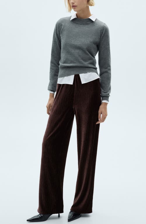 Mango Velvet Straight Leg Pants In Burgundy