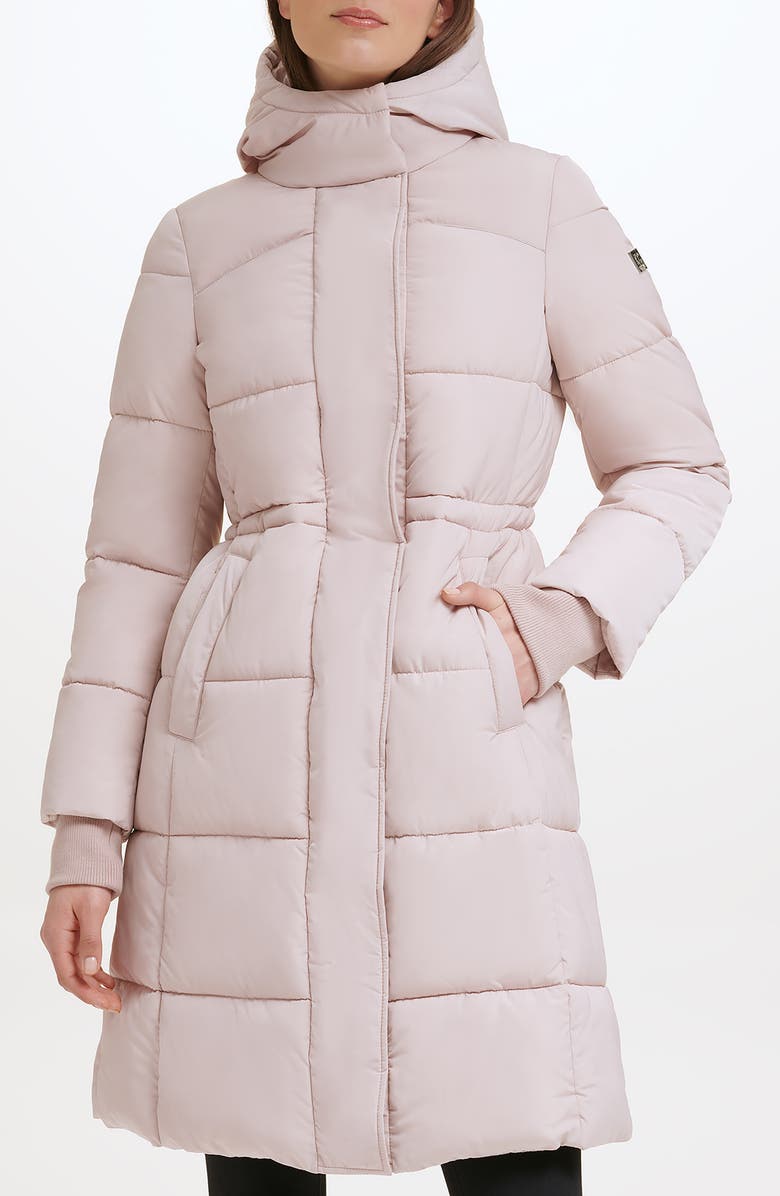 Kenneth Cole New York Memory 3/4 Length Puffer Jacket, Alternate, color, Rose Dust