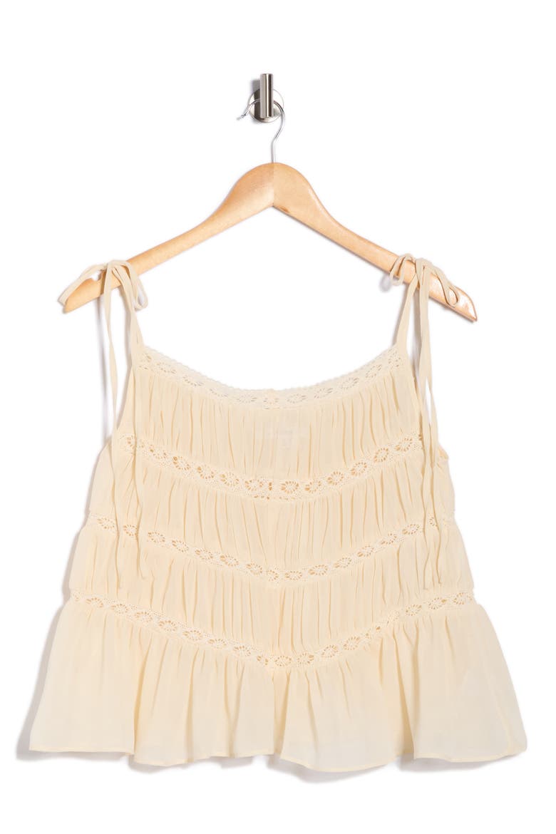 Lace Trim Tiered Tank, Alternate, color, CREME