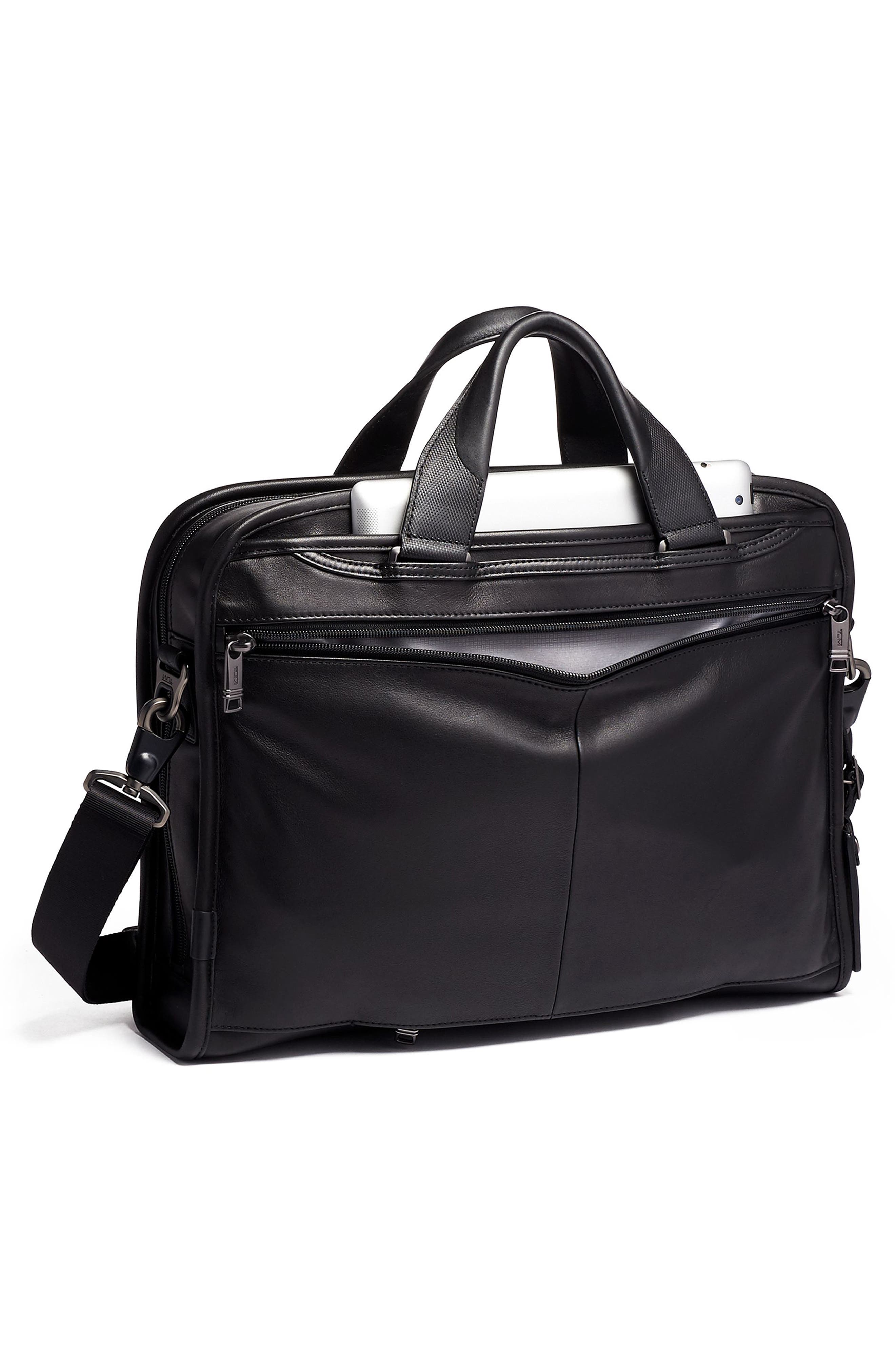 TUMI Alpha 3 Organizer Portfolio Leather Briefcase, Alternate, color, 