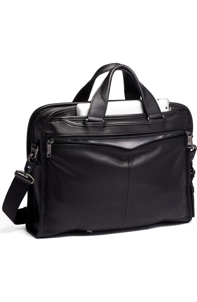 TUMI Alpha 3 Organizer Portfolio Leather Briefcase, Alternate, color,