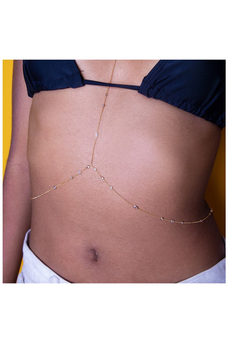 Rain Drop Station Body Chain, Alternate, color, GOLD