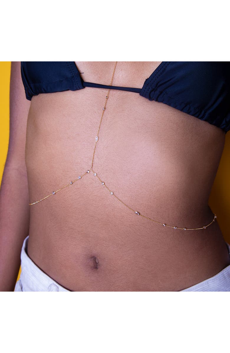 VIDAKUSH Rain Drop Station Body Chain, Alternate, color, Gold