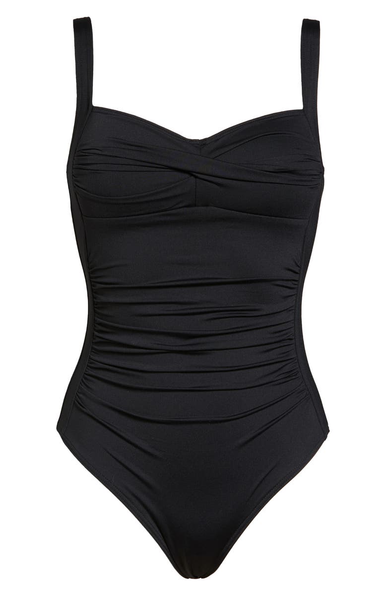 Sea Level Twist Front Multifit One-Piece Swimsuit, Alternate, color, Black