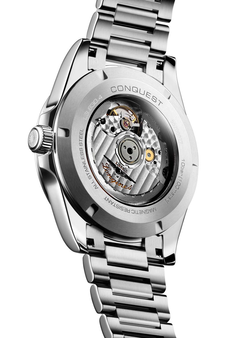 Conquest Automatic Bracelet Watch, 41mm, Alternate, color, GREEN