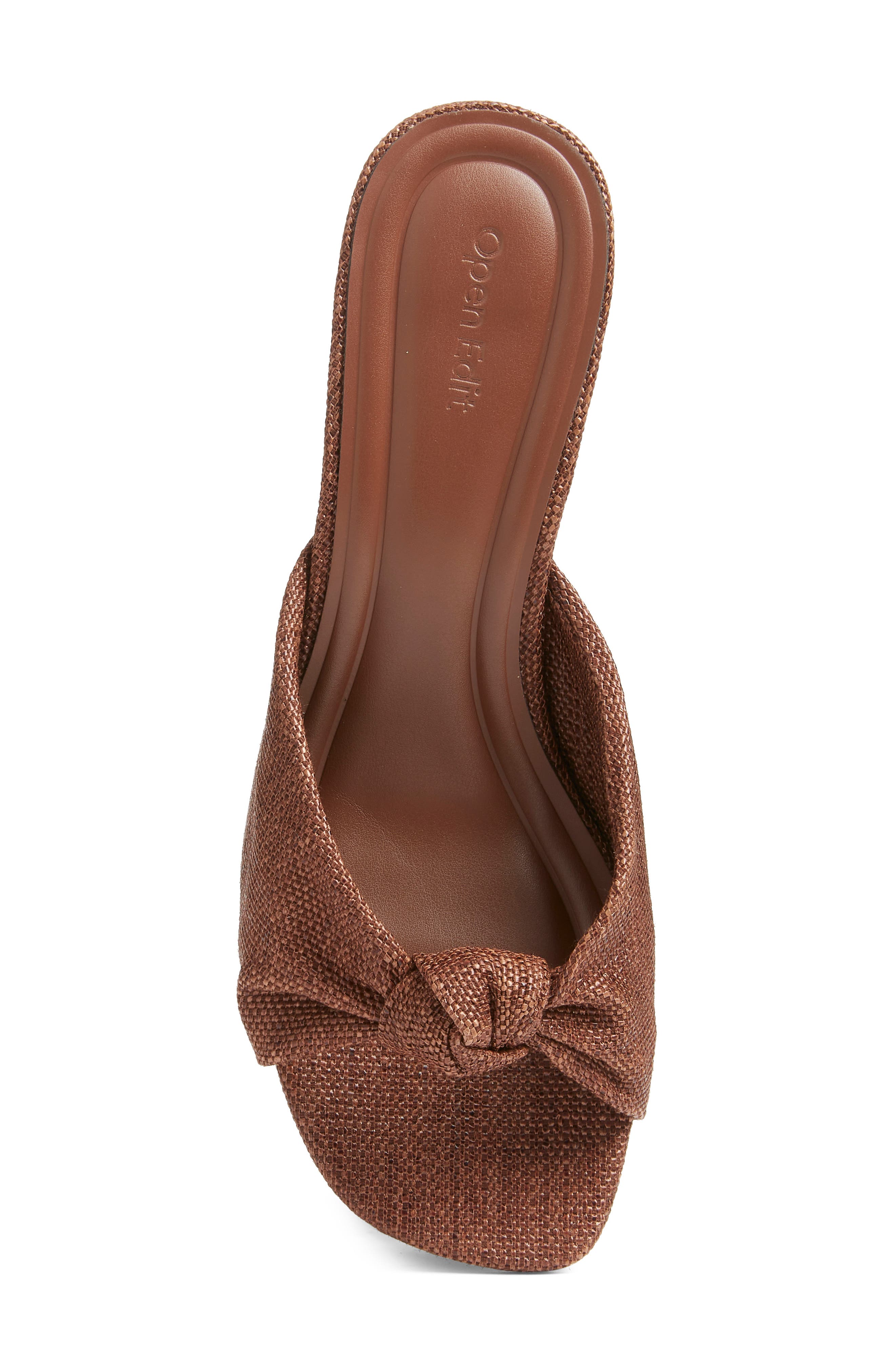 Open Edit Harper Knot Slide Sandal, Alternate, color, Brown Chocolate