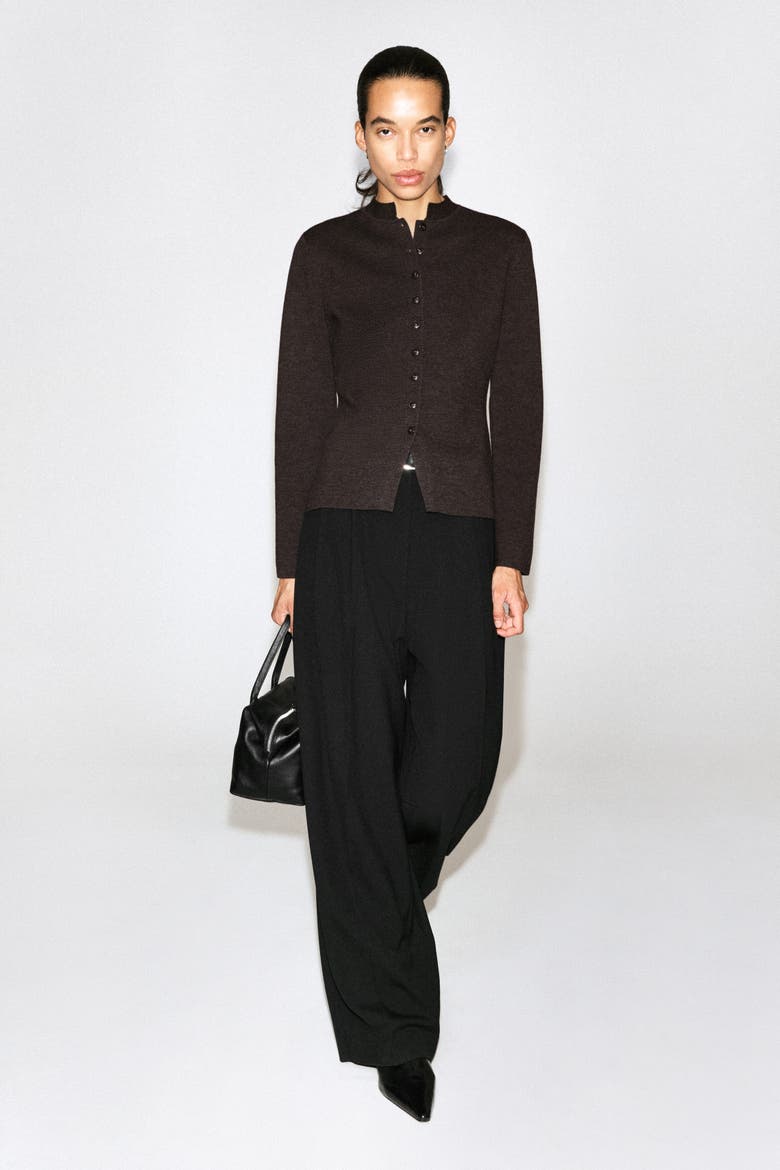 Merino Wool-Blend Cardigan, Alternate, color, BROWN MÉLANGE