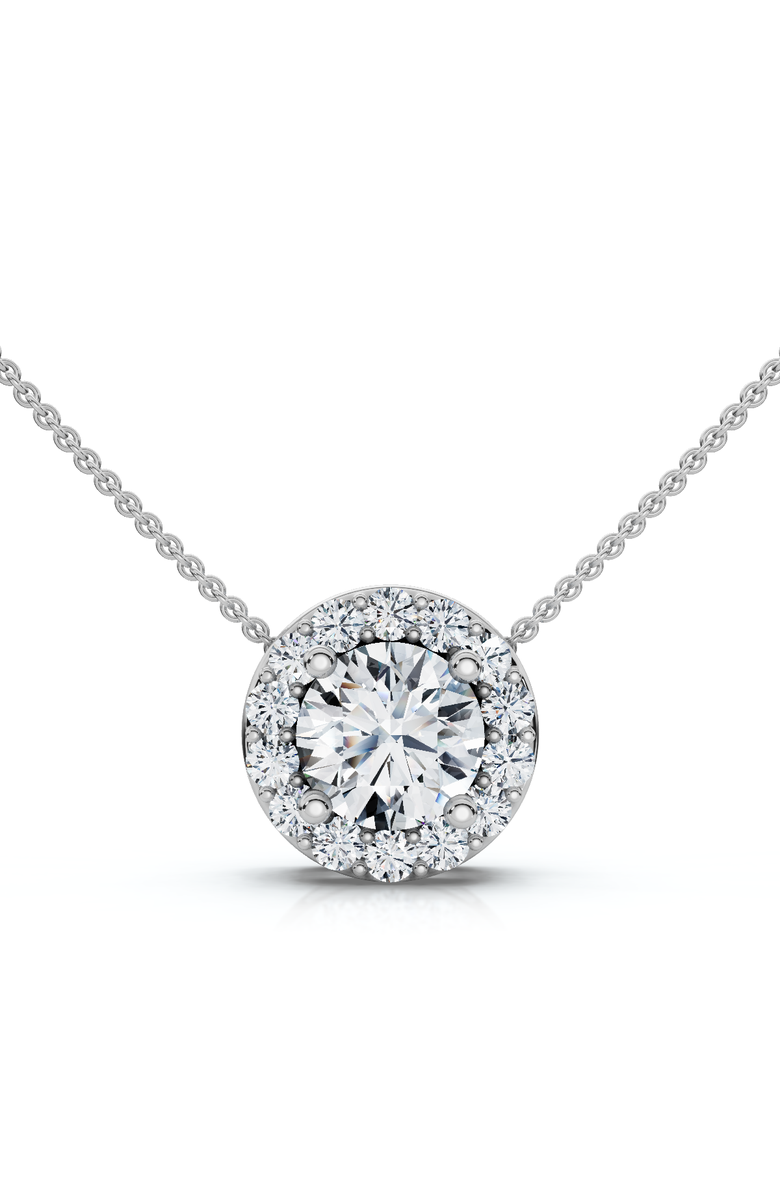 Bliss Diamond 1/2Ct Diamond Halo Pendant Lab Grown 18" Necklace EF/VS, Main, color, 