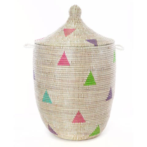 Large White Teranga Triangles Hamper Basket from Senegal