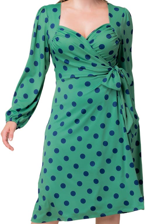 Kiyonna Soicialite Sweetheart Neck Wrap Dress In Green