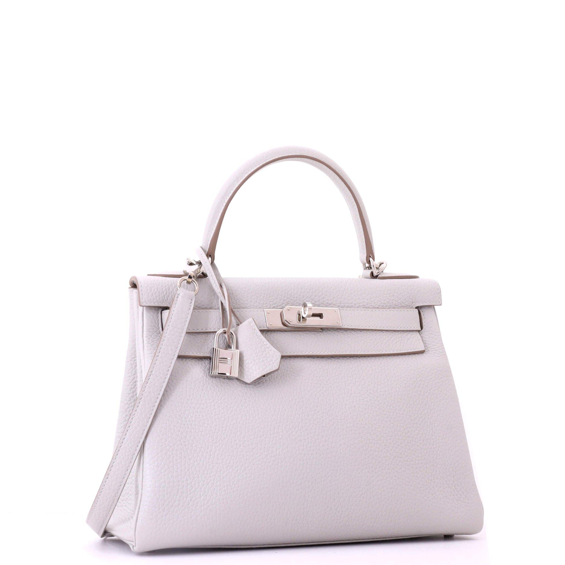 Pre-Owned Hermes Kelly Handbag Grey Clemence with Palladium Hardware 28, Alternate, color, Gris Perle