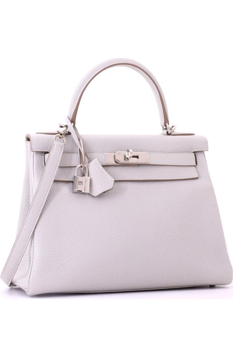 Pre-Owned Hermes Kelly Handbag Grey Clemence with Palladium Hardware 28, Alternate, color, Gris Perle