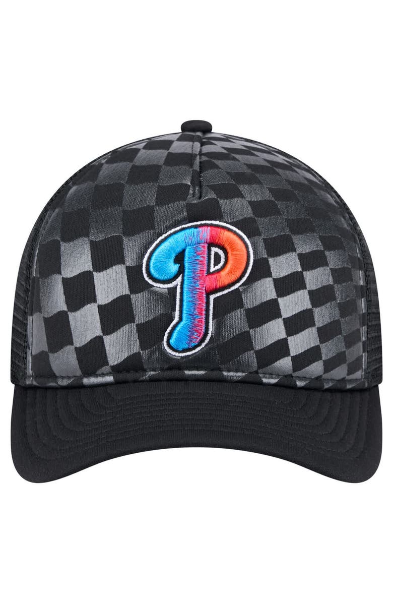 New Era Men's New Era Black Philadelphia Phillies Gradient 9FORTY A-Frame M-Crown Trucker Adjustable Hat, Alternate, color, Black