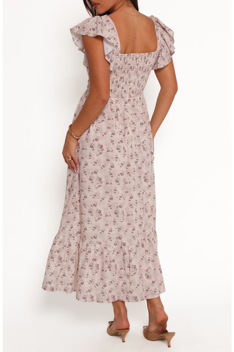 Myles Flutter Sleeve Maxi Sundress, Alternate, color, BEIGE FLORAL