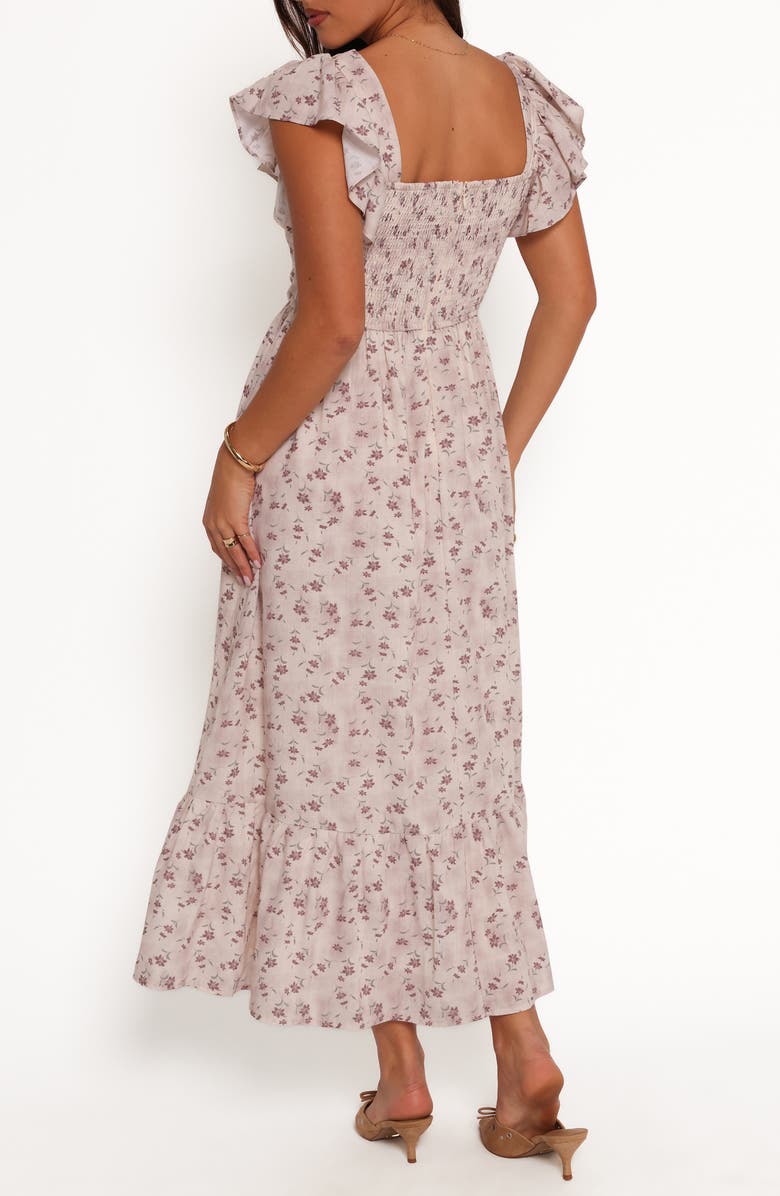 Petal & Pup Myles Flutter Sleeve Maxi Sundress, Alternate, color, Beige Floral