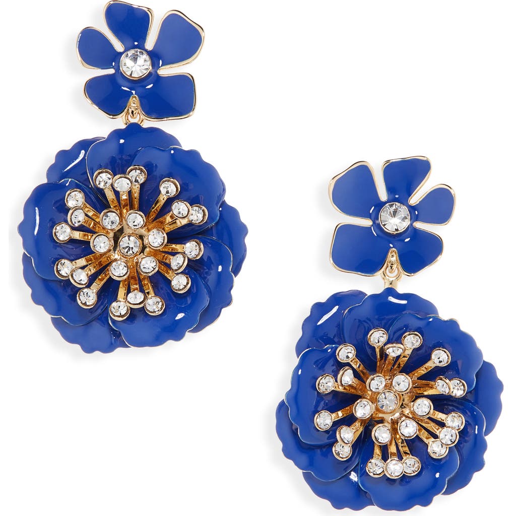Carolina Herrera Floral Dangle Drop Earrings In Blue