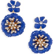 Carolina Herrera Floral Dangle Drop Earrings