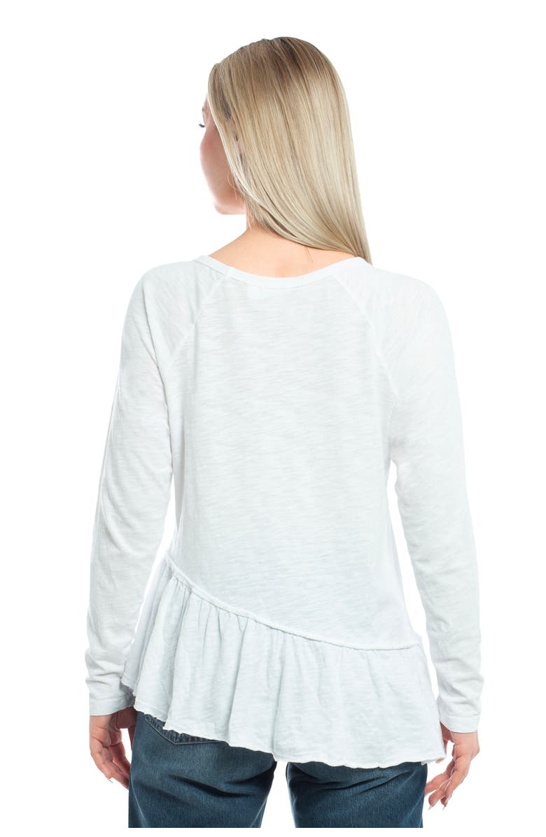 WILT Clothing Raglan Long Sleeve Asymmetric Peplum Hem Tee, Alternate, color, White