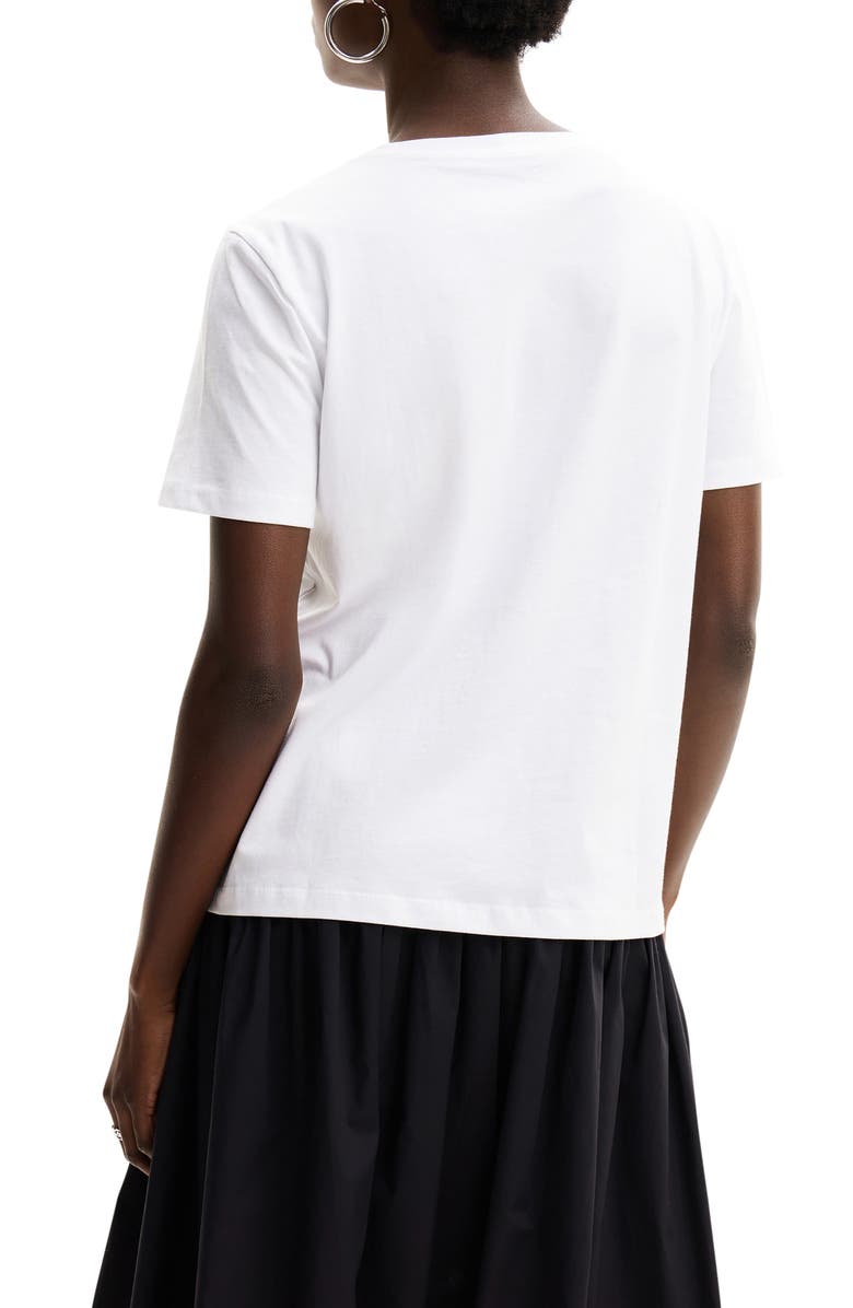 Desigual Tristan Embellished Cotton Graphic T-Shirt, Alternate, color, White