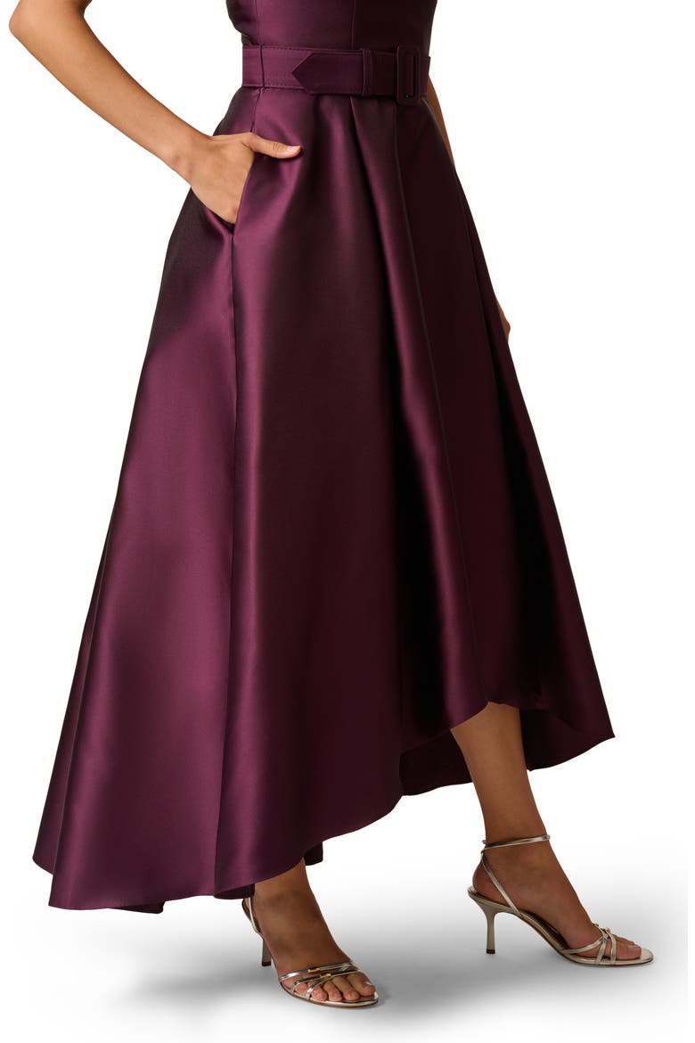 High-Low Mikado Gown, Alternate, color, PINOT NOIR