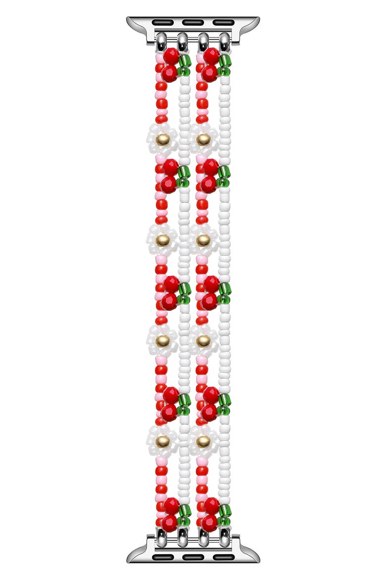 Cherry Beaded Apple Watch® Watchband, Main, color, RED