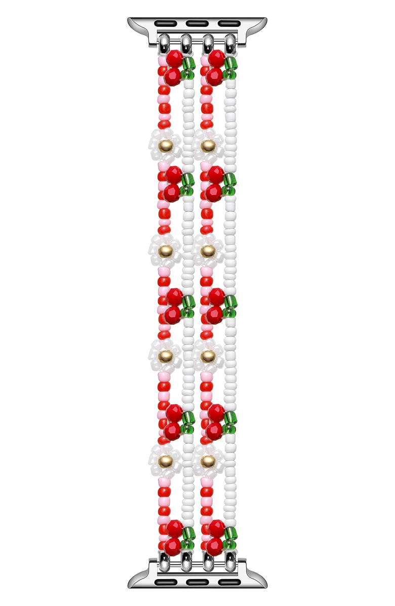 The Posh Tech Cherry Beaded Apple Watch<sup>®</sup> Watchband, Main, color, Cherry Floral