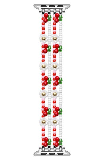 The Posh Tech Cherry Beaded Apple Watch® Watchband In Cherry Floral