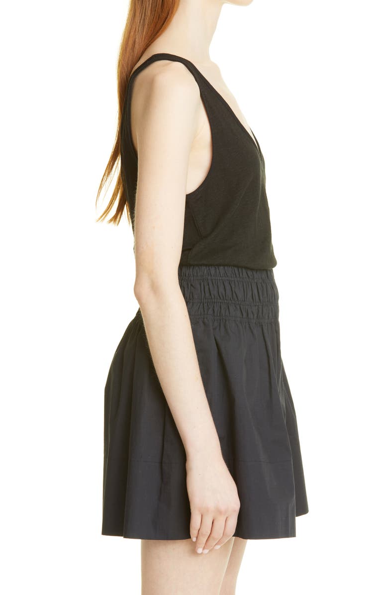 Vince Double V-Neck Linen Tank, Alternate, color, Black