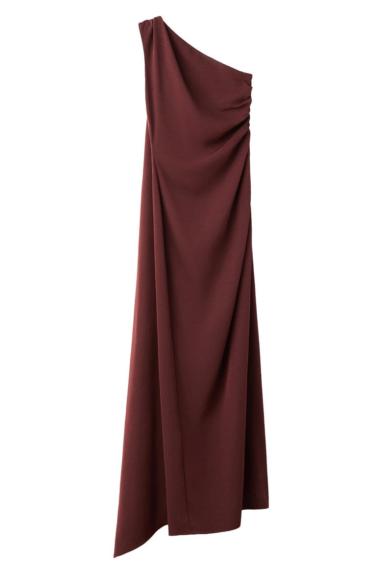 Scarf Neck One-Shoulder Dress, Alternate, color, BROWN