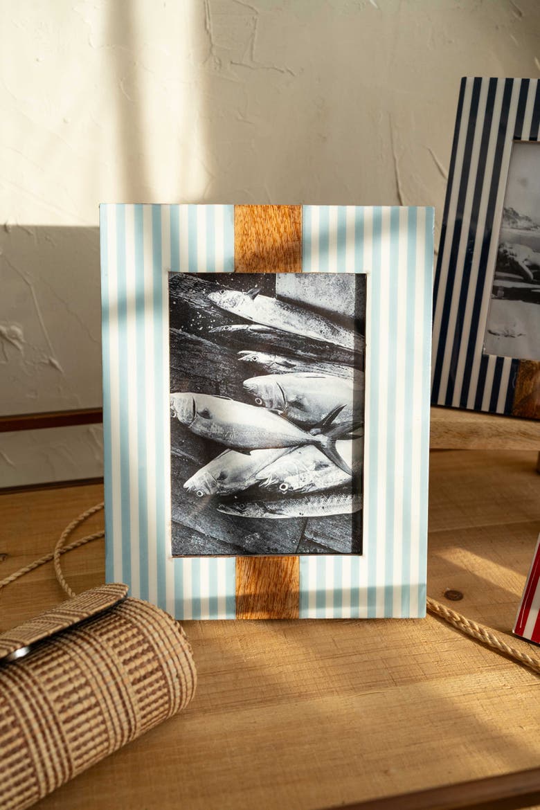 5x7 Cabana Stripe Light Blue Photo Picture Frame, Alternate, color, Blue