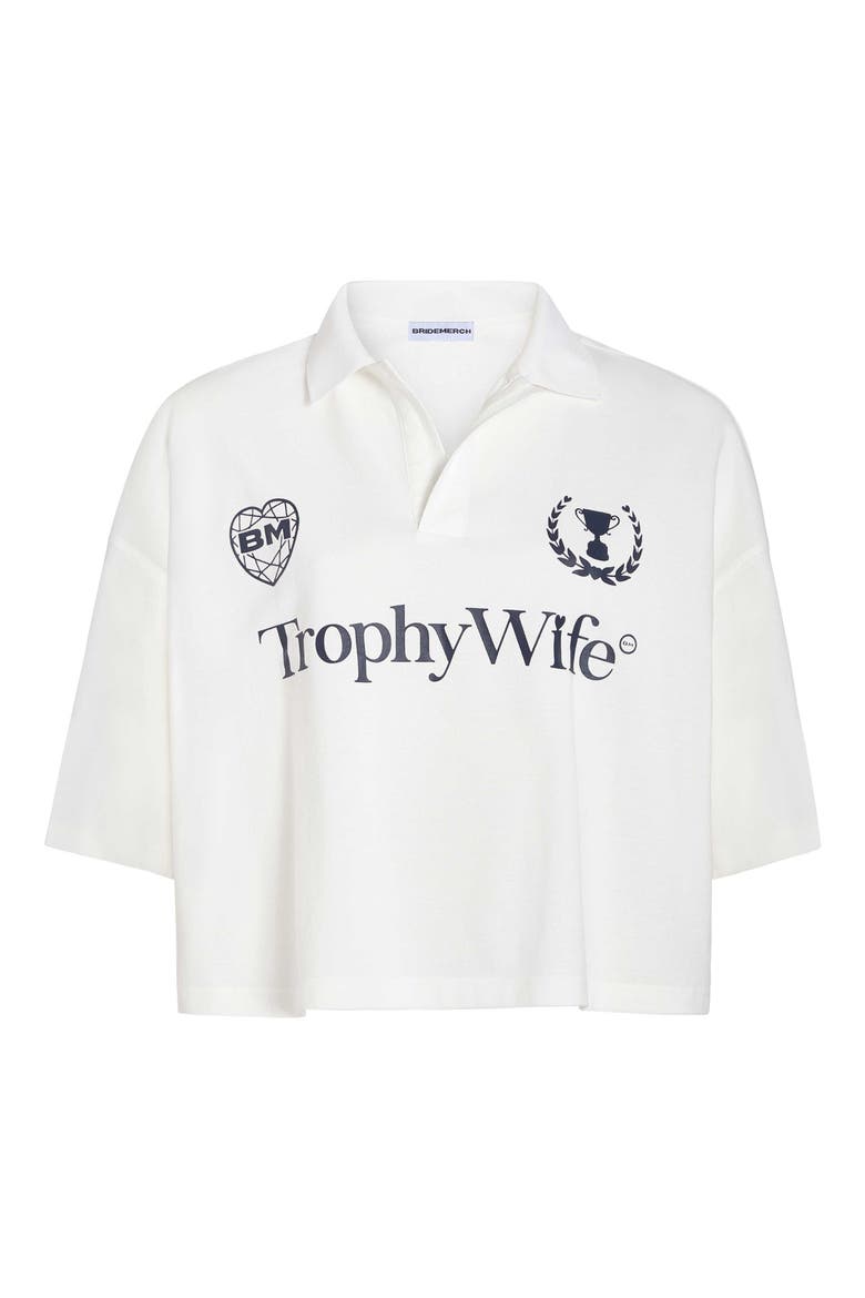 Trophy Wife Boxy Rugby Shirt, Main, color, White