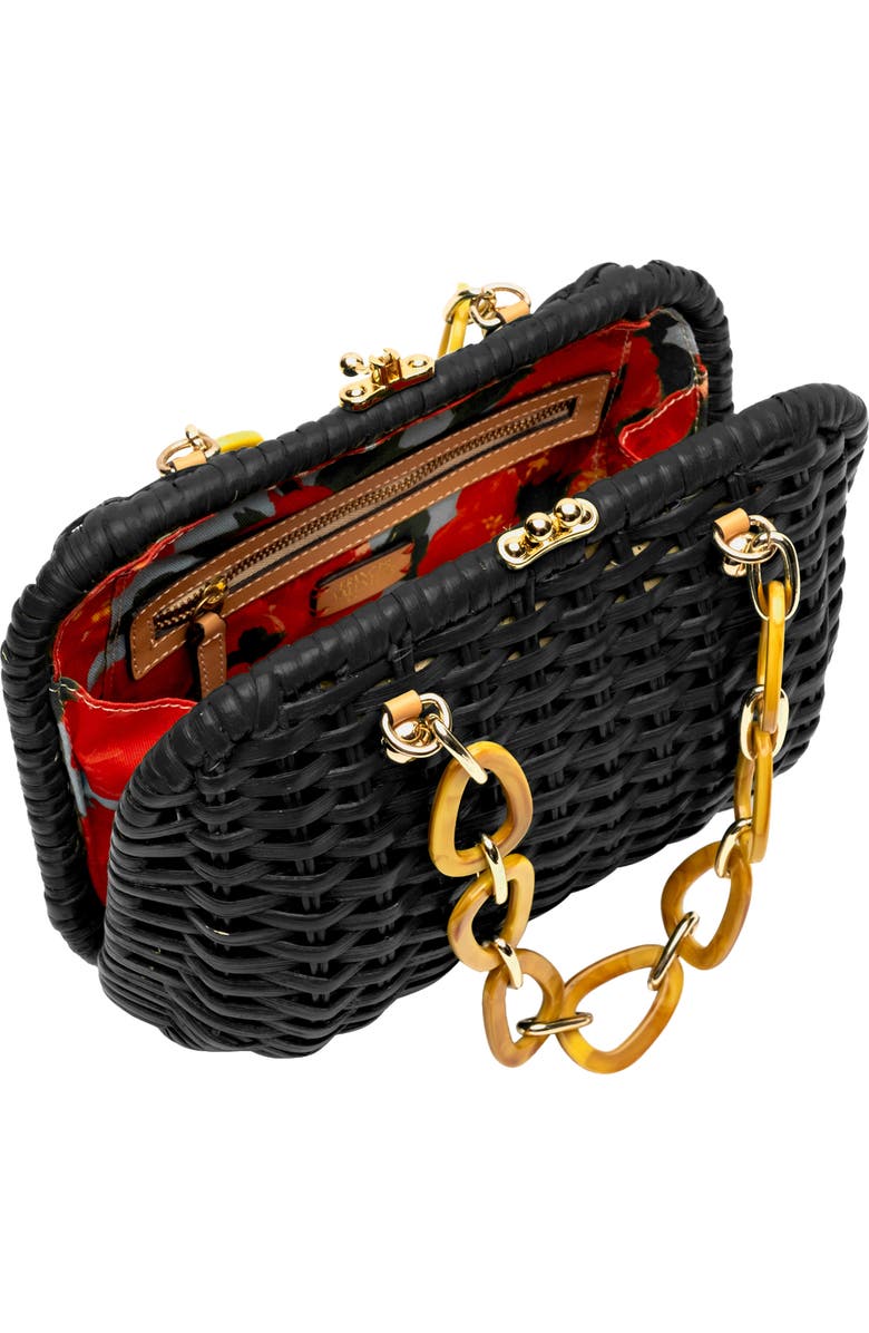 Frances Valentine Hen Woven Wicker Bag, Alternate, color, Black