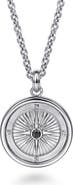 Gabriel & Co. Men's Polaris Sterling Silver Black Spinel Compass Necklace
