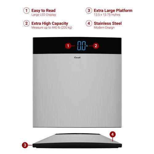 Escali Extra Large Stainless Steel Bathroom Scale In Silver